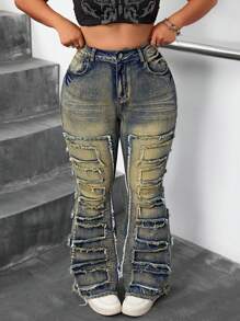 SHEIN ICON Plus Size Casual Denim Jeans, Suitable For Summer