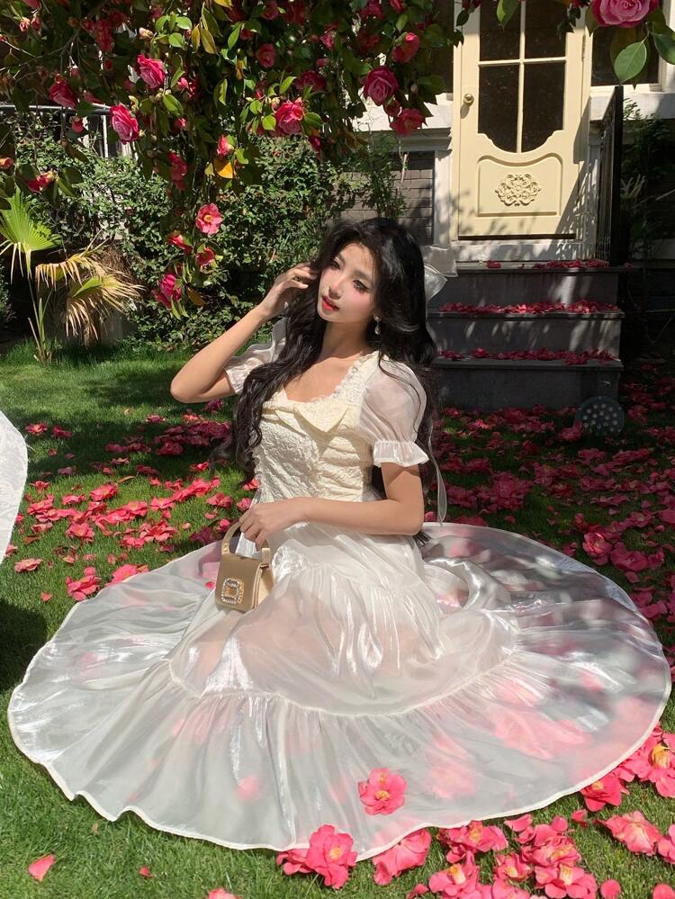 Summer New Elegant Umbrella Midi Dress For Women, Suitable For Music Festivals Prom Dress