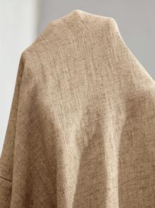 EMERY ROSE Plus Size Button Decor Minimalist Casual Shorts, Suitable For Commuting & Everyday Wear Spring Vacation Linen - Camel - View 10