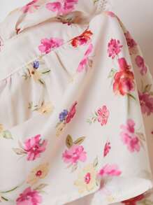 Elamini Pink Floral Print Patchwork Button Decor Sexy Backless Camisole Top, Spring/Summer - Multicolor - View 4