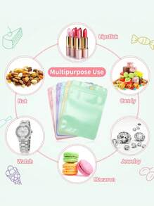 SHEIN 12/30/48Pcs 4.13 X 5.9 Inch Resealable Packaging Bags Mixed Color Rectangle Plastic Self Seal Bags Smell Proof Pouch Bags With Clear Window For Food Storage, Party Favor, Small Jewelry Packing,Candy Cookie Food Storage