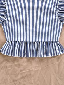 Soleia Blusas Volante A rayas Bohemio - Azul y blanco - Ver 7