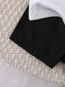 SHEIN 2pcs/Set Baby Boys 2 In 1 POLO Collar Short Sleeve Shirt & Shorts Outfit, Textured Fabric Design, Gentleman & Cute Style, Versatile & Comfortable For Baby Boy Summer Wear - Multicolor - View 4