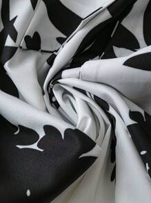 SHEIN Tall 女式高腰黑白花卉印花休闲裙，春夏