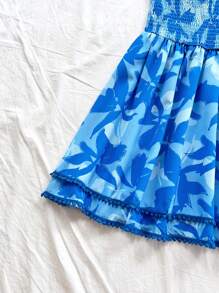 Soleia Vestido de verano informal de mujer para vacaciones en la playa o crucero, sin mangas, con cuello con volantes, estampado de acuarela, cintura recogida y bajo con volantes, adecuado para fiestas, citas y tardes de té - Multicolor - Ver 5