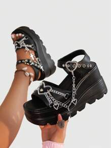 フラットミュールサンダル Y2K Punk パンク Grunge グランジ Amazon.com | Generic Women's Platform Gothic Sandals with