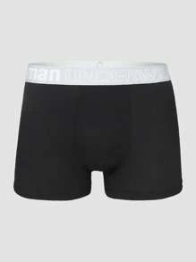 Manfinity Underwear&Sleepwear Basics Mutande da uomo confortevoli e morbide con patch a motivo di lettere, vita elastica