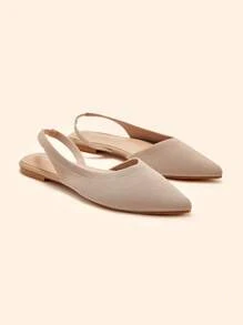 CUCCOO BASICS Women'S Fashionable Apricot Fabric Pointed Toe Flats For Christmas - Apricot - View 2