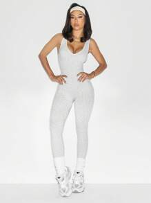 Dewbera 1 件女式豹纹瑜伽健身连体衣 - 彩色 - 查看 4