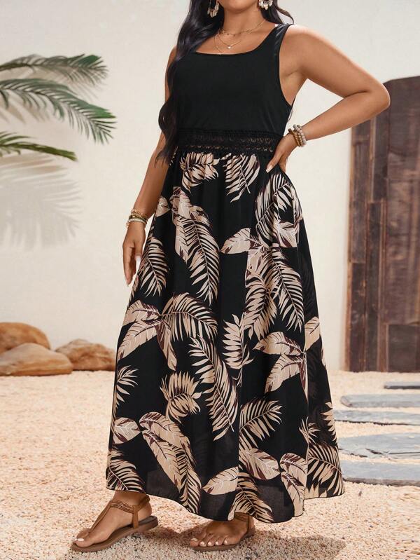SHEIN VCAY Große Größen Lässig Kleid mit Blume Muster und Patchwork