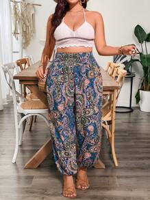 Breezaya Plus Size Paisley Print Casual Pants