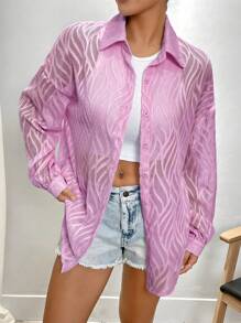 INAWLY Women's Loose Jacquard Casual Shirt, Fashionable For Summer Fall Cloth For Women