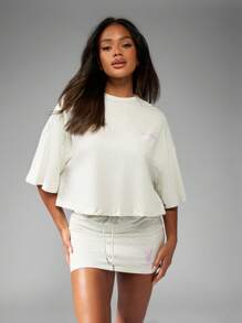 Missguided x Playboy Oversized Cropped Athletic T-Shirt Loungewear Casual Relaxed Fit Spring Summer Workout Weekend Comfort Athleisure Wear