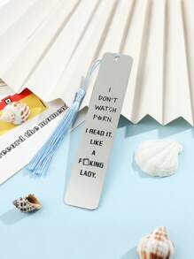 1 件不锈钢书签，适合女性书迷书呆子书签，带流苏，适合生日圣诞节礼物女性朋友闺蜜她的辣读者书虫阅读礼物读书俱乐部礼物返校