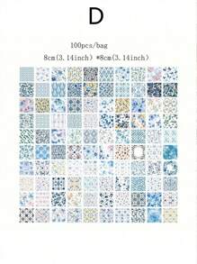 SHEIN 1 Book / 100 Sheets Of Classic Decorative Paper, 6 Styles, 100 Unique Designs, Back To School Supplies, Suitable For Scrapbooking, Journaling, Crafts, Memos And Origami, General Stationery, Makes A Perfect Small Gift