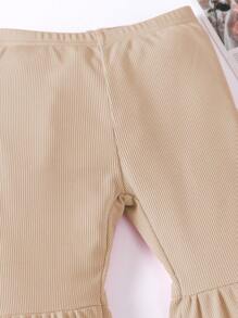 SHEIN Plain-Colored Fashion Summer Pants Suitable For Young Girls - Khaki - View 5