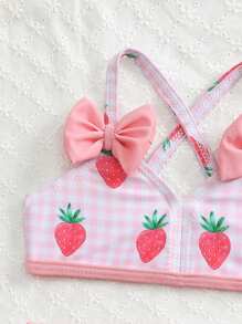 Newborn Baby Swimsuit 2pcs Set, Watermelon Print Design - Multicolor - View 3
