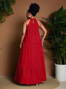 Maweii Plus Size Ruched Sleeveless Flowy Elegant Vacation Dress