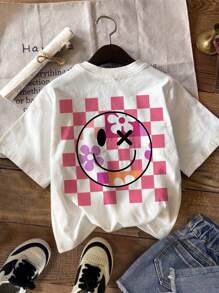 SHEIN Young Girl Casual Simple Cartoon Pattern Multiple T-Shirts, Suitable For Summer - Multicolor - View 3