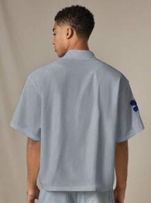 SWAVVY Men's Woven Casual Loose Fit Short Sleeve Shirt, Fashion For Daily Wear - Baby Blue - View 3