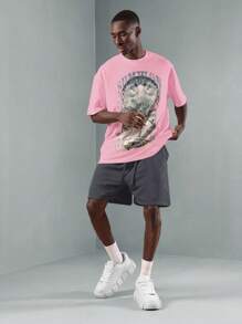 SUMWON Conjunto de camiseta y pantalón corto con estampado de paraíso tropical de verano, estilo casual, cómodo y a juego, con estampado de , para usar en la calle, tiempo libre, festivales y la playa - Rosa - Ver 1