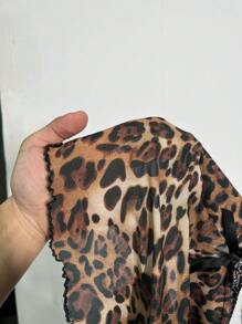 Coolane Áo ba lỗ ren họa tiết da báo Y2K thời trang dạo phố cho lễ hội âm nhạc mùa hè dành cho nữ - màu nâu - Xem 7