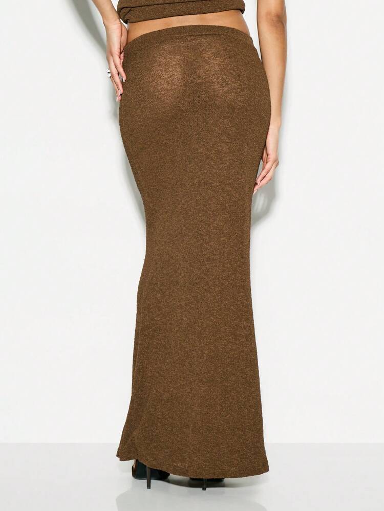 KIZN Casual Ribbed Knit Maxi Column Silhouette Skirt
