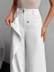 SHEIN Pantaloni larghi asimmetrici da donna, doppio strato, vita alta, pantaloni casual e da donna d'