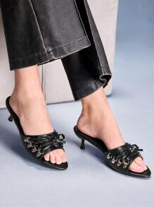 CUCCOO GRLICON Women's High Heel Sandals, Y2K Style, Punk Rock, Biker, Cool Girl, Suitable For Halloween, Christmas, Party - Black - View 3