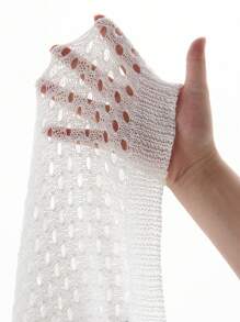 Manfinity CityGents Men's Geometric Pattern Hollow Out Short Sleeve Single-Breasted Knit Top - Multicolor - View 7