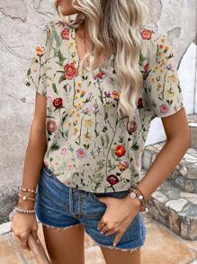 EMERY ROSE Women Retro Floral Print Fitted Casual T-Shirt, Suitable For Summer - Multicolor - View 6