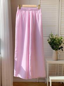 Comfortcana Red Woven Striped Women Long Pants, Fashionable For Summer
