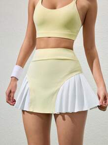 CourtClass Falda deportiva con shorts para mujeres para yoga y fitness, falda plisada cómoda con bolsillos para trabajo, casual, al aire libre y ejercicio