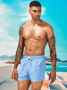 Manfinity VDAYZ Pantalones cortos de playa con cordón en la cintura y estampado de diseño hawaiano para hombre, ideal para el verano