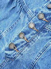 LanaWest Women Elastic Waist Ruffle Hem Denim Shorts