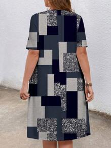 EMERY ROSE Vestido con estampado de bloque de color texturizado talla grande, adecuado para el verano