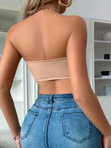 NudeFit 1 pieza Parte superior tipo cami informal con panel de malla y cierre frontal simplificado