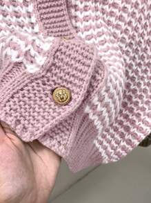 INAWLY Cárdigan con botones y cuello en V con estampado de cuadros, manga larga, para mujer