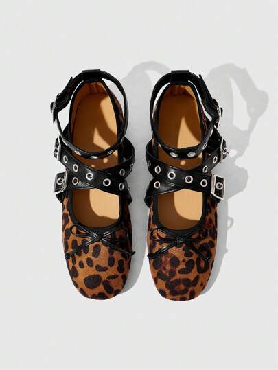 Sandalias planas con punta cuadrada para mujer, de piel de poliuretano con lazo rojo decorativo, de estilo minimalista y de moda