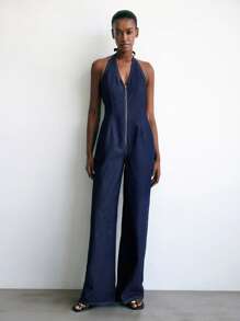 Maija 女士蓝色牛仔无袖吊带连体裤