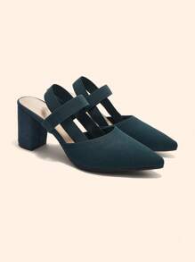 CUCCOO BASICS CUCCOO Women Fashionable Solid Color High Heels, Versatile For Summer For Christmas - Dark Green - View 2