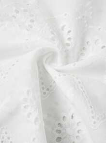 Gownix Women's Elegant Eyelet Embroidery White Blouse,Summer Holiday Tea Party Outfits For Vacation,Beach Resort Wear,Wedding Guest Graduation Birthday Dress - White - View 7