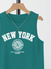 SHEIN Teen Boy Casual Minimalist Sleeveless Tank Top, Suitable For Summer