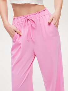 LUVLETTE Soft 100% Pure Cotton Wide Fit Women Pink Lounge Bottom Airy Pajama Pants Pajama Style Trousers Pants With Pockets Lingerie As Outerwear Bridal Intimates - Pink - View 9