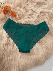 Lace Trim Seamless Panties (Thong), White