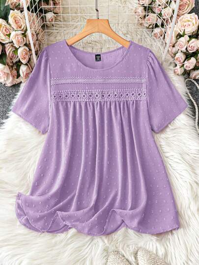 Plus Size Plain Jacquard Casual Shirt For Daily Wear For New Year Clothes