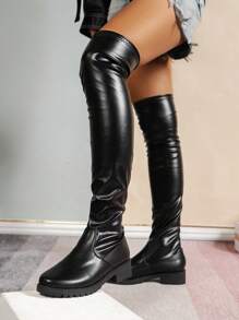 ROMWE Goth Plain Women's Over-The-Knee Boots Fall For Christmas And New Year Holiday Valentines Spring Shoes
