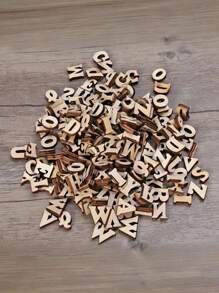 SHEIN 100/200pcs, Hot Log Vintage Color Wood English Letter Homemade Craft DIY Handmade Party Decoration Gift Birthday