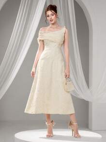 Poshira Spring And Summer Asymmetrical Collar Hem Striped Lace Composite Socialite Daughter Style Is Suitable For Birthday Parties, Ball Gowns And Cocktail Receptions.Graduation Gift Graduation Dress, Women's Fashion Formal Dress, Suspender Summer Dress For Women, Party Dress, Prom Dress