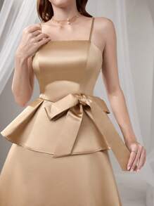 Poshira Abito elegante da donna con colore unito e spalline a spaghetti, ideale come regalo di laurea, abito da donna elegante e formale, lungo, con perline, paillettes, vestito estivo con bretelle per donne, abito da cerimonia